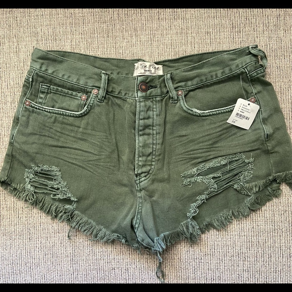 Free People Army Denim Shorts